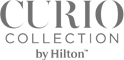 The image shows the logo of "Curio Collection by Hilton," with "Curio" in large font and "Collection by Hilton" in smaller font underneath.
